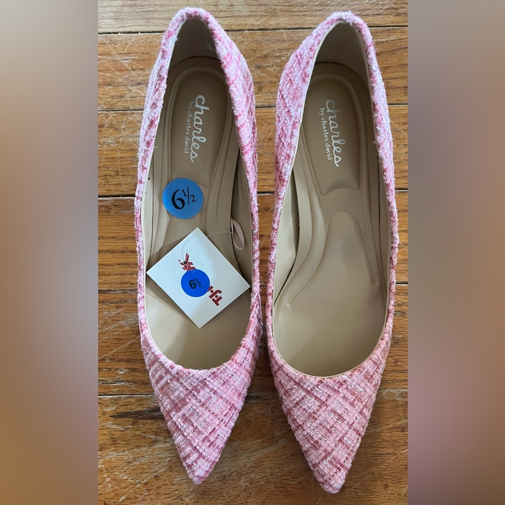 Charles by Charles David Pink Textured Flats